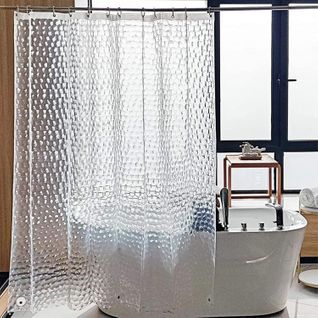 Rideau De Douche Translucide Anti-moisissure Avec Crochets, 120×180cm