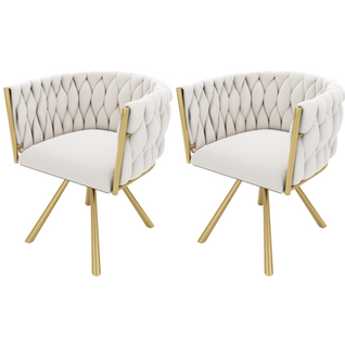 Lot De 2 Chaises En Velours - Blanc Cassé