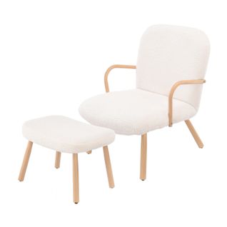 Fauteuil Fixe Avec Un Tabouret - Beige