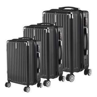 Lot De 3 Valises Rigides Avec Serrure Tsa, Rotation à 360 Degrés, Roues Rotatives, Noir