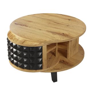Table Basse Tournante, Table D'appoint Avec Rangement Interne Caché, 80 X 80 X 40 Cm