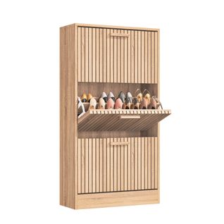 Meuble à Chaussures 3 Abattants, Armoire à Chaussures, 60l X 24l X 113h Cm