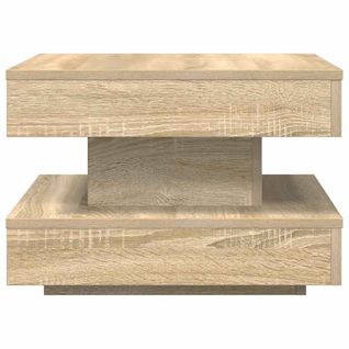 Table Basse Rotative à 360 Degrés Chêne 50x50x34,5 Cm