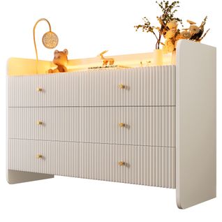 Commode Avec Éclairage LED Et 6 Tiroirs, 120x40x75 Cm, Blanc