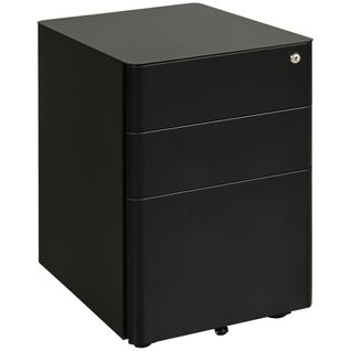 Classeur Mobile à 3 Tiroirs, Armoire De Bureau En Acier, Noir, 39x48x59 Cm, Pour Bureau à Domicile