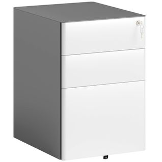 Classeur Mobile à 3 Tiroirs, Armoire De Bureau Verrouillable, Rangement, Acier, 39 X 48 X 59 Cm