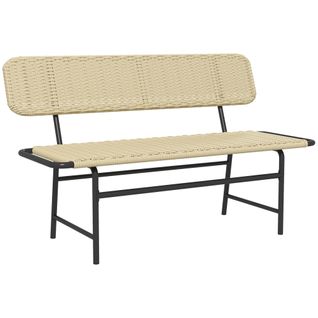 Banc De Jardin 2 Places En Polyrotin Sans Accoudoirs,structure En Métal,élégant Banc De Balcon Kaki