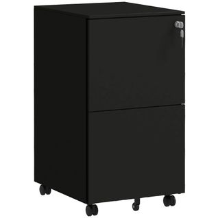 Classeur Mobile Avec 2 Tiroirs Verrouillables, Roulettes En Acier, 37x43.5x67.5 Cm, Pour Bureaux