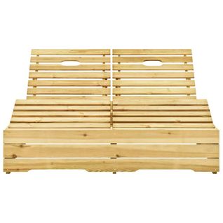 Chaise Longue 2 Places - Transat - Bain De Soleil Double Bois De Pin Imprégné De Vert