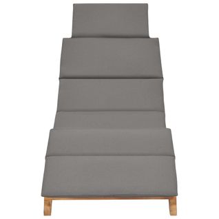 Transat - Bain De Soleil Pliable Avec Coussin Gris Foncé Bois De Teck