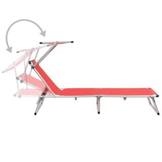 Transat - Bain De Soleil Pliable Avec Toit Aluminium Et Textilène Rouge