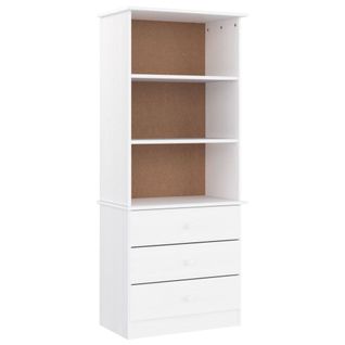 Bibliothèque, Étagère, Meuble De Rangement Avec Tiroirs Blanc 60x35x142 Cm Bois Massif Pin