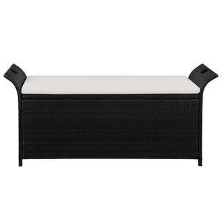 Banc De Jardin - Banc Extérieur - Banquette Avec Coussin 138 Cm Résine Tressée Noir