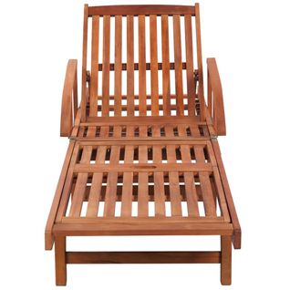 Lot De 2 Transat - Bain De Soleil - Chaises Longues Avec Table Bois D'acacia Solide