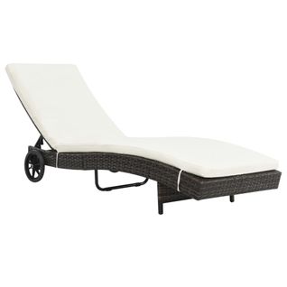 Lot De 2 Transat - Bain De Soleil - Chaises Longues Et Roues Et Coussins Résine Tressée