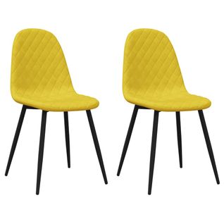 Lot De 2 Chaises De Salle à Manger, Chaises De Cuisine Jaune Moutarde Velours