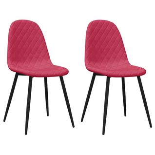 Lot De 2 Chaises De Salle à Manger, Chaises De Cuisine Rouge Bordeaux Velours