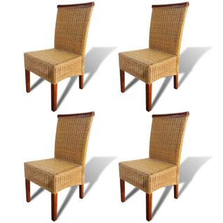 Lot De 4 Chaises De Salle à Manger, Chaises De Cuisine, Chaises De Repas Marron Rotin Naturel