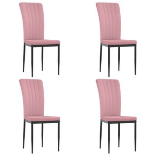 Lot De 4 Chaises De Salle à Manger, Chaises De Cuisine, Chaises De Repas Rose Velours