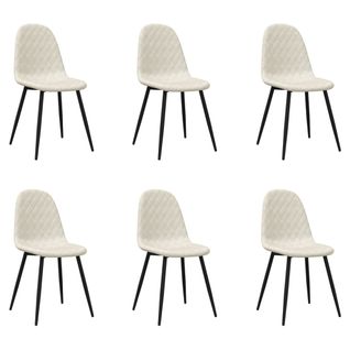 Lot De 6 Chaises De Salle à Manger, Chaises De Cuisine, Chaises De Repas Blanc Crème Velours