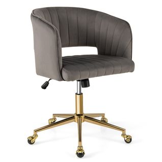 Chaise De Bureau Fauteuil De Bureau Pivotante Réglable En Hauteur Velours 68x60x80-90cm Gris