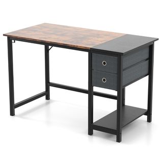 Bureau Informatique Bureau D'ordinateur Moderne Avec 2 Tiroirs - 120x60x75cm Marron Et Noir