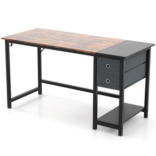 Bureau Informatique Bureau D'ordinateur Moderne Avec 2 Tiroirs - 140x60x75cm Marron Et Noir