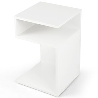 Table D'appoint Bout De Canapé Avec 2 Casiers Ouverts Pour Salon Chambre 33x33x50cm Blanc