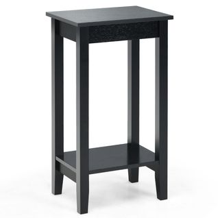 Table D'appoint Étroite, Bout De Canapé Avec Étagère De Rangement Salon - 40,5x29x73,5cm Noir