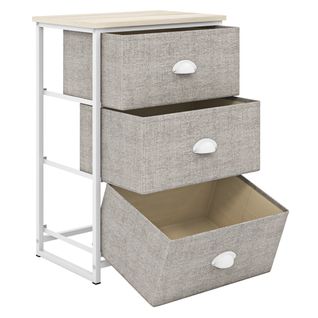 Commode, Meuble De Rangement Avec 3 Tiroirs Pliants Cadre En Métal 45x30x73cm Blanc