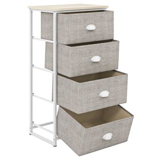Commode, Meuble De Rangement Avec 4 Tiroirs Pliants Cadre En Métal 45x30x94cm Blanc