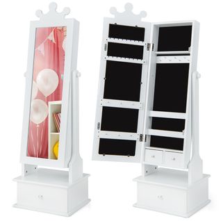 Armoire à Bijoux Enfants Avec Miroir Organisateur à Bijoux Avec 3 Tiroirs Pour Enfants De 3 Ans+