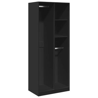 Armoire De Rangement - Armoire De Chambre Noir 80x50x200 Cm Bois D'ingénierie