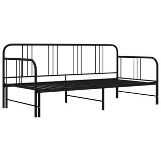 Lit Gigogne - Lit Contemporain - Cadre De Lit Extensible Noir Métal 90x200cm