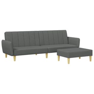 Canapé Convertible - Canapé-lit à 2 Places Avec Repose-pied Gris Foncé Tissu - 220x84,5x69cm