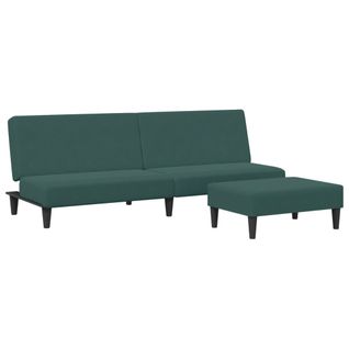 Canapé Convertible - Canapé-lit à 2 Places Avec Repose-pied Vert Foncé Velours - 200x84,5x69cm