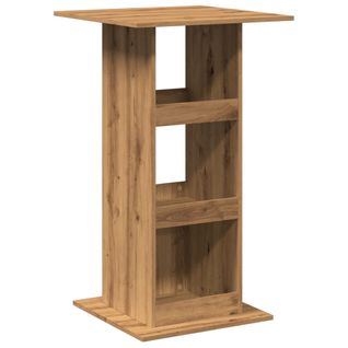 Table De Bar - Table Haute - Table à Manger Avec Rangement Chêne Artisanal Bois D’ingénierie