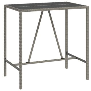Table De Bar - Table Haute - Table à Manger Et Dessus En Verre Gris 110x70x110 Cm Poly Rotin