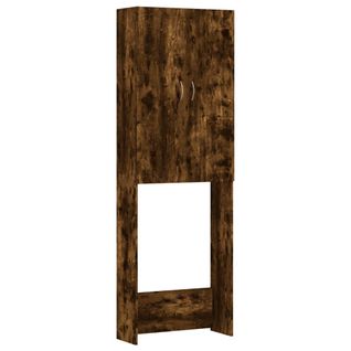 Meuble Lave-ligne, Armoire De Buanderie, Meuble Pour Machine à Laver Chêne Fumé 64x25,5x190 Cm