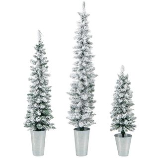 Lot De 3 Sapins De Noël - Arbres De Noël Artificiels 90/120/150 Cm Bases Métalliques Avec Ciment