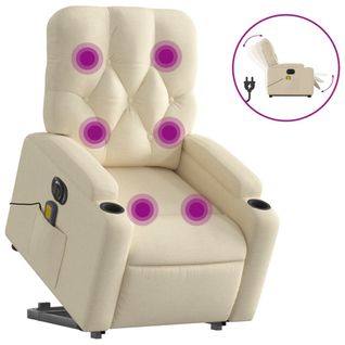 Fauteuil Relax - Fauteuil Inclinable - Fauteuil De Relaxation Électrique Crème Tissu