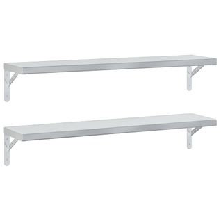 Lot De 2 Étagères Murales - Étagères Flottantes 100x23,5 Cm Argenté Acier Inoxydable
