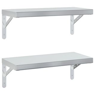 Lot De 2 Étagères Murales - Étagères Flottantes 50x23,5 Cm Argenté Acier Inoxydable