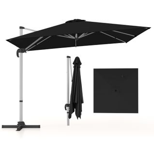 Parasol - Parasol Déporté De 300cm Carré En Porte-à-faux Avec Rotation Inclinaison Réglable Noir