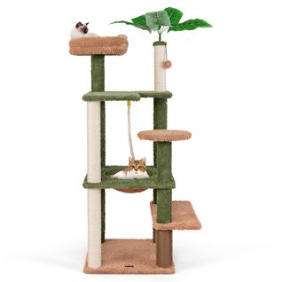 Arbre à Chat, Centre D'activités Pour Chat 152cm à Plusieurs Niveaux Poteaux à Gratter Vert