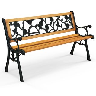 Banc De Jardin Banc D'extérieur Banc De Parc Structure En Métal Moulé Pour 3 Personnes 126x52x74 Cm
