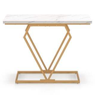 Table Console - Table D'entrée Avec Cadre Géométrique Dispositif Anti-basculement Blancetor