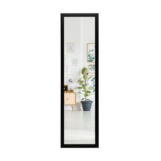 Miroir 2 En 1 Suspension Mural + Porte 119 X 33 Cm Avec Crochets De Porte Et Vis Noir