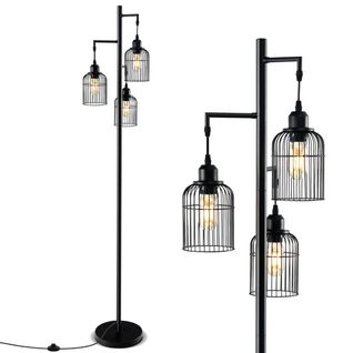 Lampadaire Moderne Lampadaire Industriel 169 Cm 3 Abat-jours En Forme De Cage Interrupteur Au Pied