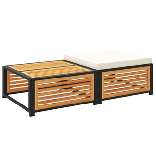 Table De Jardin - Table D'extérieur Avec Tabouret Bois D'acacia Massif